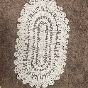 Elegant Off White Lace Doily 21”L X  12”W